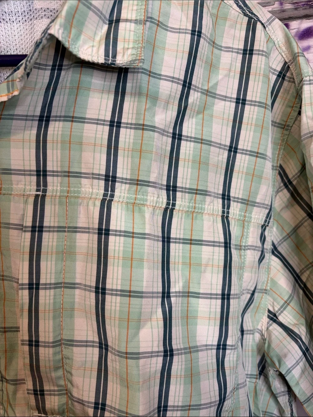 Men’s The North Face Light Green Plaid Short-Sleeve Button-Up Shirt Size XL